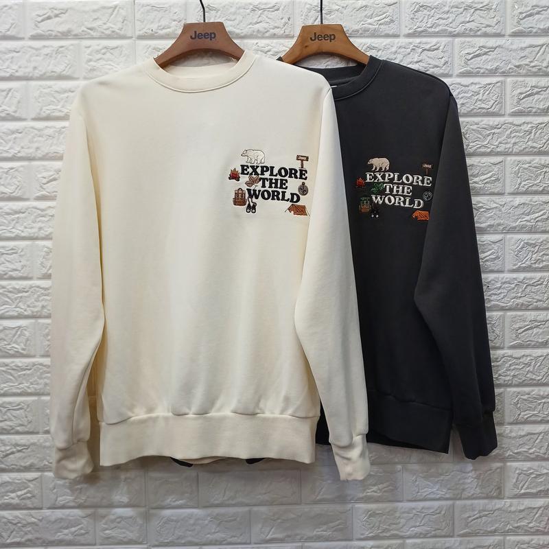 （ユニ）ベアレタリング刺繍ルーズフィットマンツーマン長袖TシャツJQ4TSU824_BP