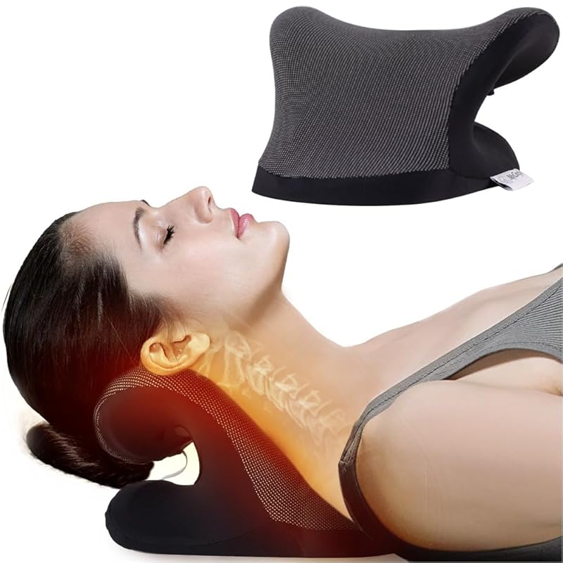 [温めて首を伸ばす] 首 首枕 枕 ストレッチ 健康器具 [首ｘ肩ｘ肩甲骨を温めて伸ばす] [最上位モデルｘ温熱ネックリラックスピロー] [父の日ｘギフトｘプレゼントｘ誕生日に]