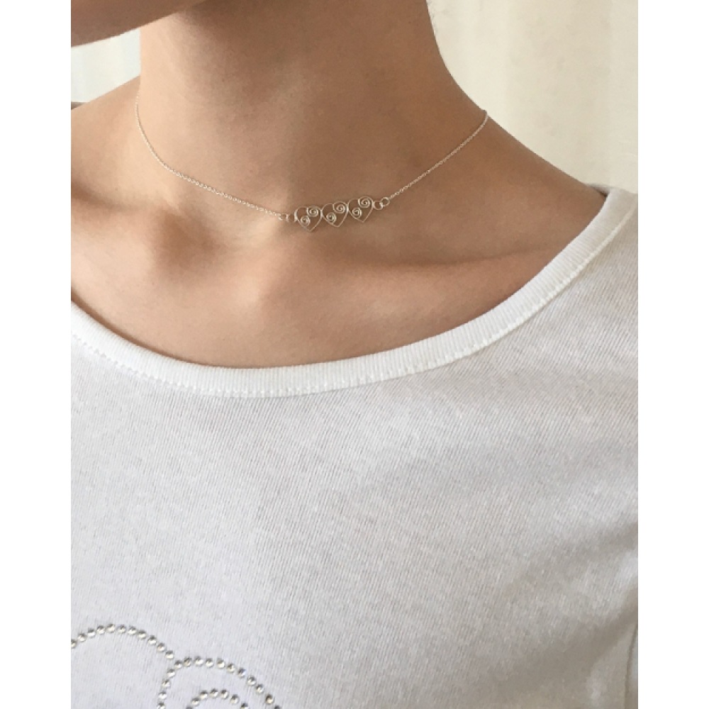 ペアオブラブ [925シルバー] リズムトリプルハートネックレス