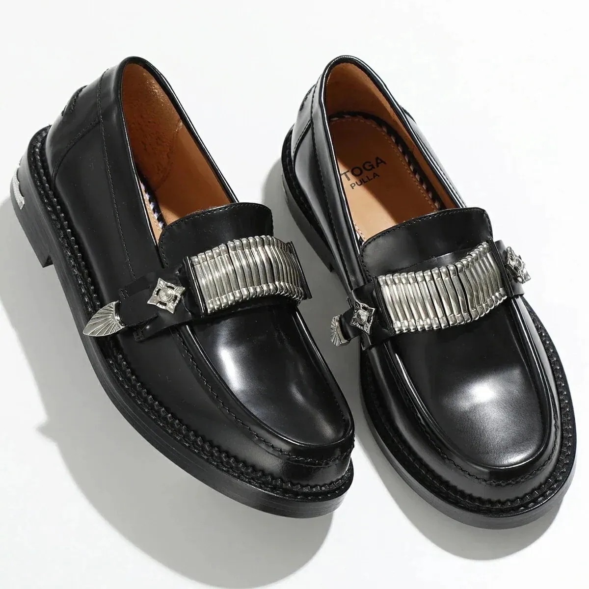 TOGA PULLA トーガ プルラ ビット ローファー AJ1300 レディース レザー シューズ メタルパーツ 靴 BLACK 【mega】