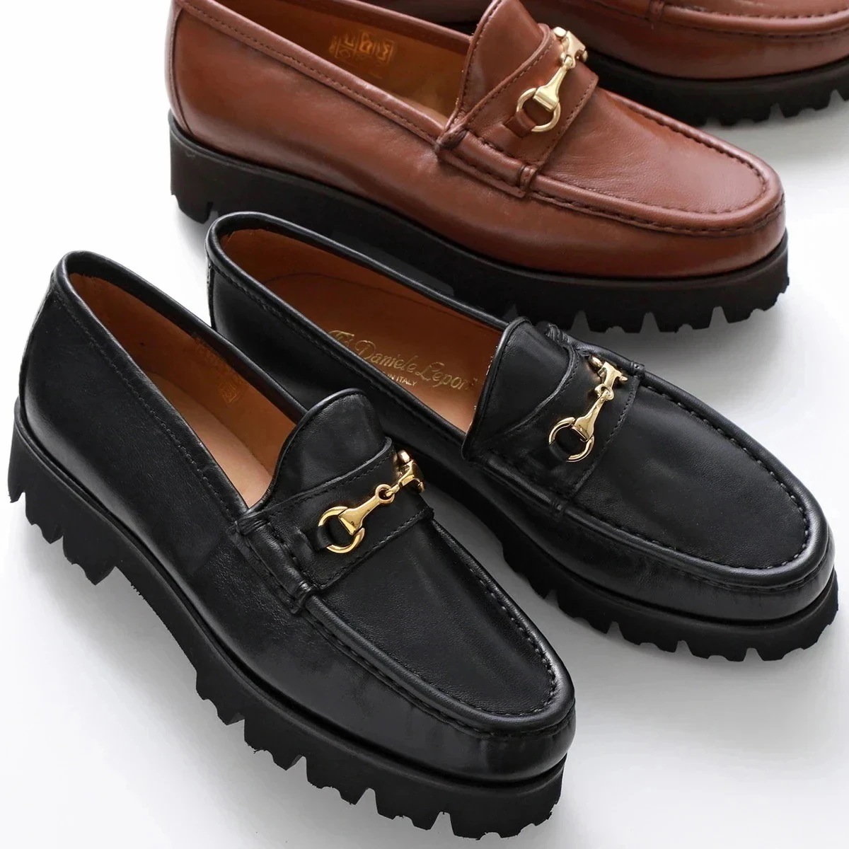 DANIELE LEPORI ダニエルレポリ ローファー D92 Carro armato レディース ビット レザー シューズ 厚底 軽量 革靴 カラー2色】 【mega】