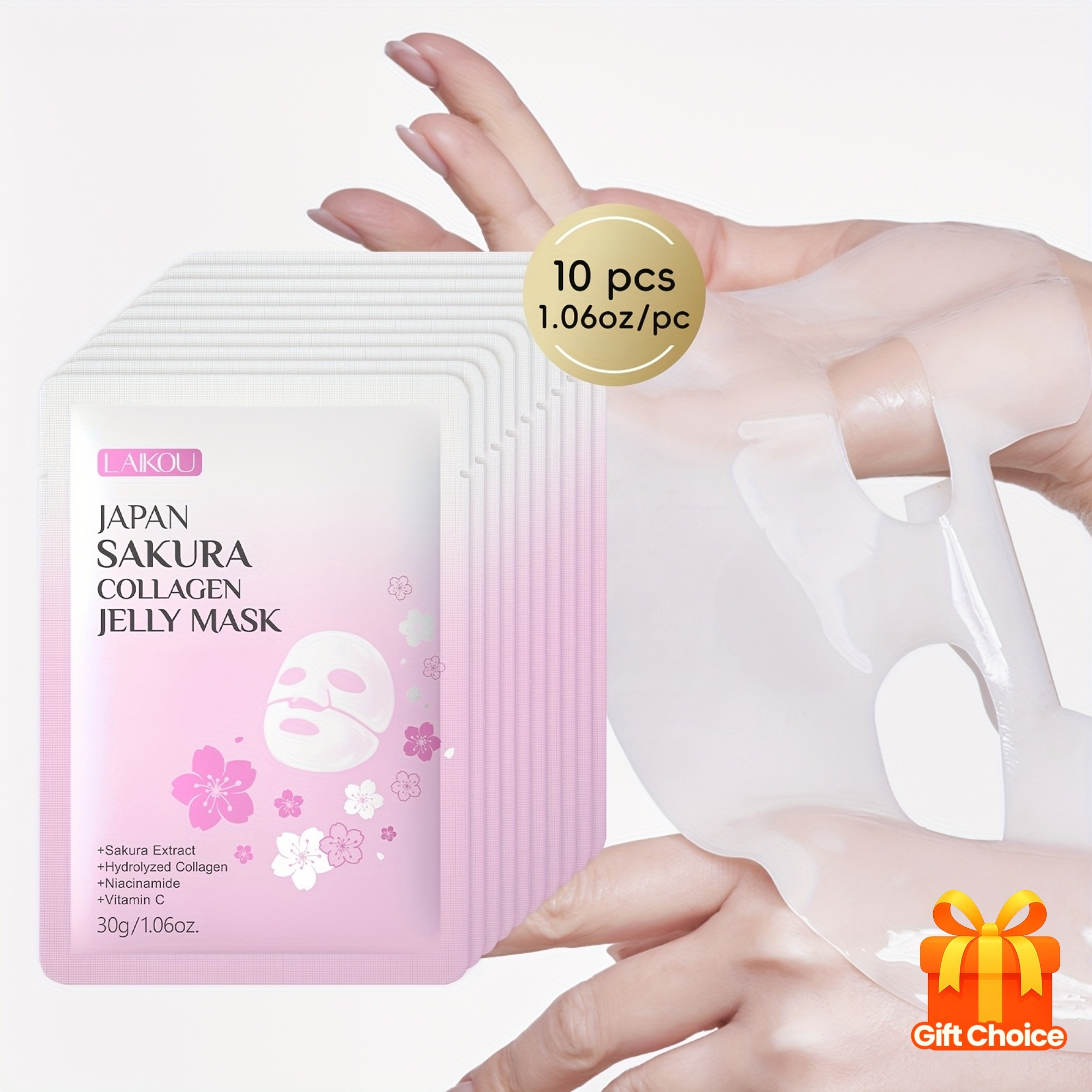10個または20個のLAIKOU日本桜コラーゲンジェリーマスク各1.06オンス旅行に便利ですべてのスキンタイプに適しています昼夜のフェイシャルケアに水分を提供します誕生日バレンタインデー母の日などのイ