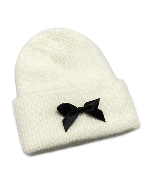Big Ribbon Angora Beanie [Ivory] その他 帽子