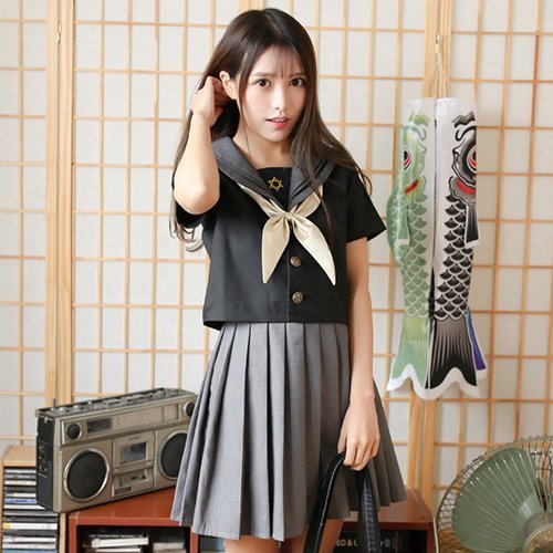 917コスプレ コスチューム 学制服風 クラシカル シック リボン 大人 グレー S M L XL GRAXIA グラシア