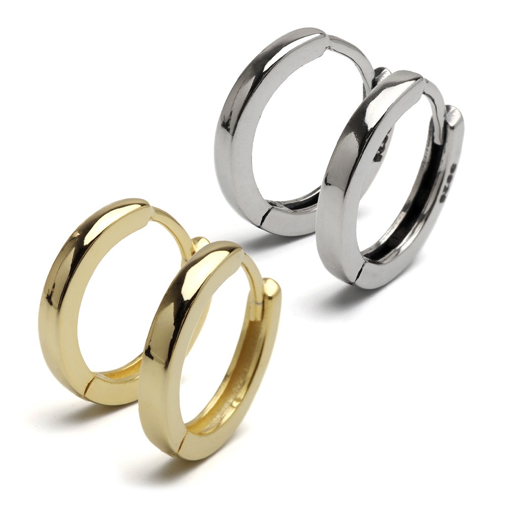 シルバー925 定番デザインのシンプルフープピアス 2色 [es153]