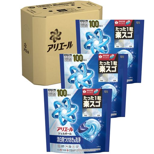 アリエール ジェルボール 【ケース品】 大容量 100個×3袋 漂白剤つけおき級洗浄 洗濯洗剤 詰め替え