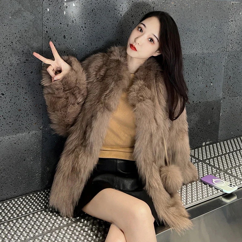 高級感 防寒カジュア 韓国ファッション トップス 可愛い ファッション 気質 人気なリプニット 開き襟 福袋 AWアウター 新作 裏起毛 皮毛一体 ジャケット 厚手アウターファー毛皮アウター 6,448円