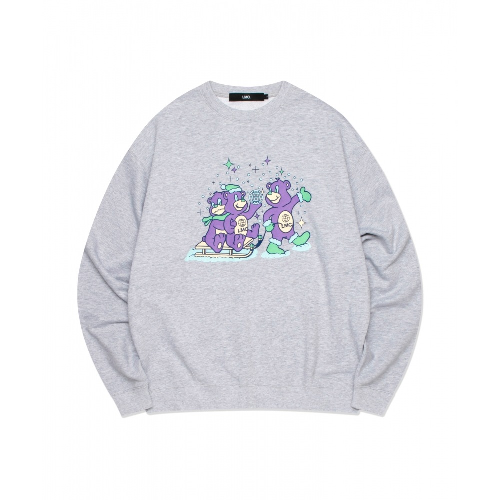 LMC SLEIGH RIDING BEARS スウェットシャツ ヘザーグレー