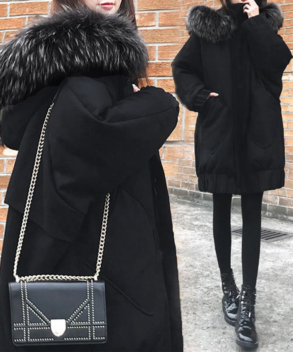 国内即納 中綿ショートコートファー付きコート韓国風 87WJD-001