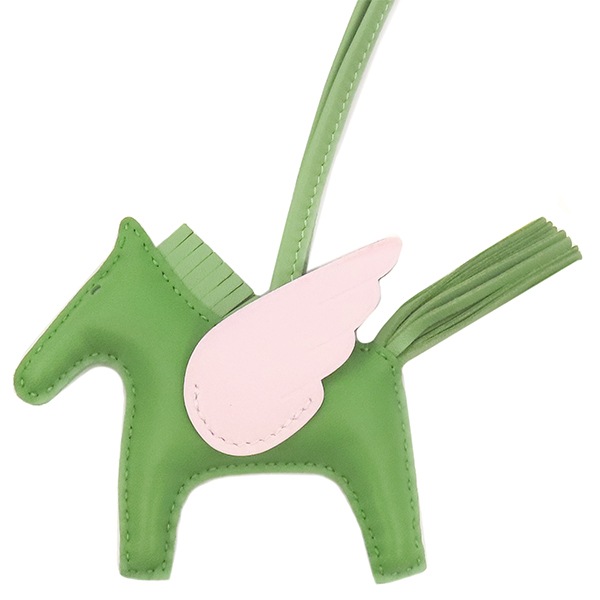 エルメス バッグチャーム ロデオPM ペガサス アニョーミロ ヴェールユッカ×ヴェールクリケット×モーヴペール 緑 ピンク B刻印(2023年製) 【箱】【中古】