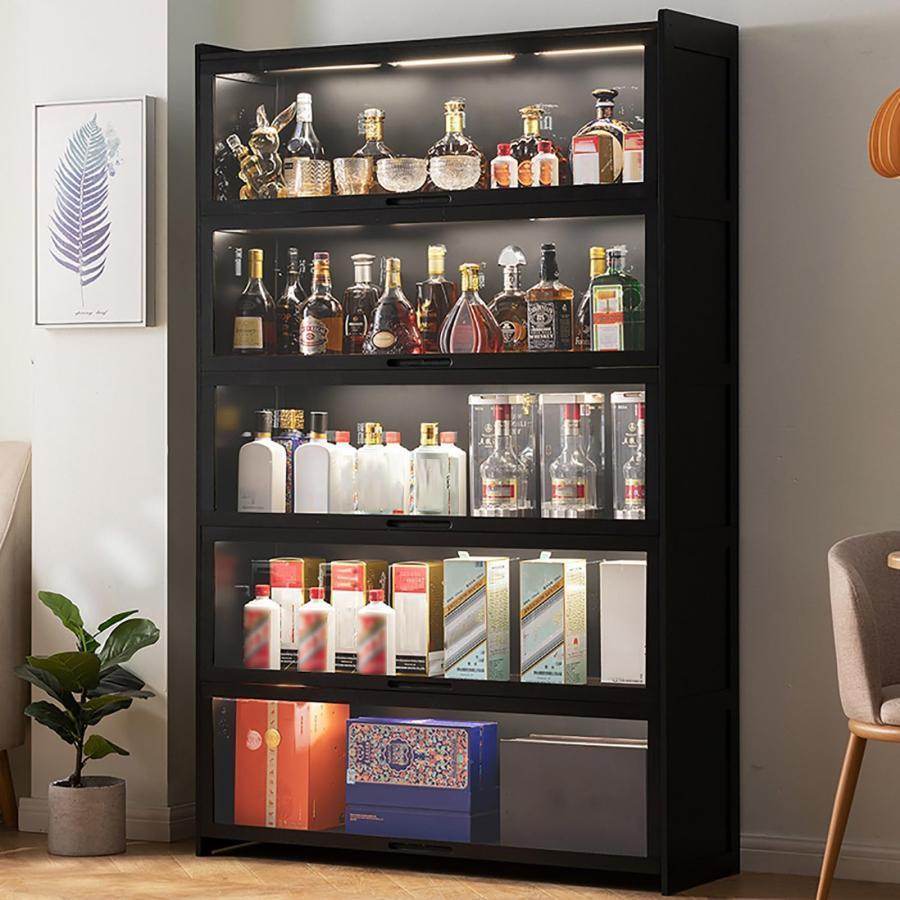 3日で出荷 5段 ウイスキー 棚 おしゃれ お酒収納ラック 竹製 酒類貯蔵ロッカー 大容量 自立式 ワインバーキャビネット キャビネット扉を反転 ワインラック お手入れ簡単