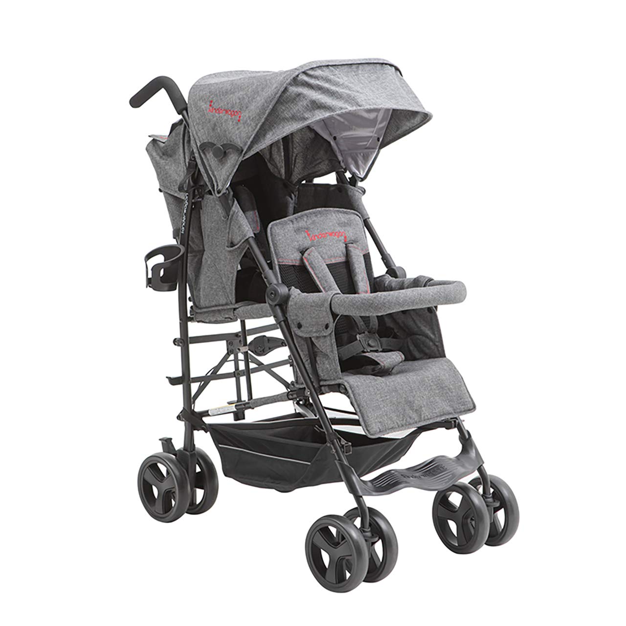 日本育児 kinderwagon DUOシティHOPII グレーデニム レインカバー付 軽量コンパクトな二人乗りべビーカー グレーデニム