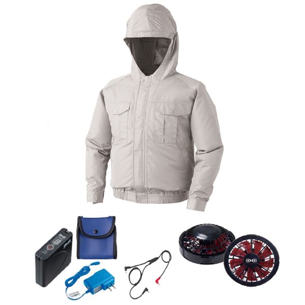 KU90810 空調服 ポリエステル製フード付 FAN2200BR/LISUPER1 シルバー 5L