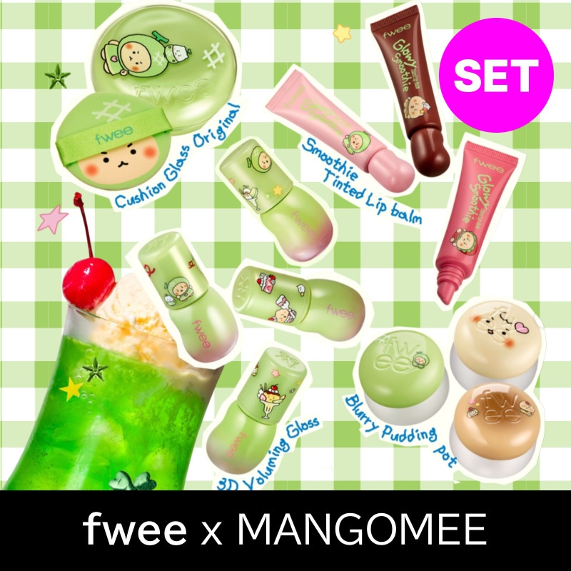 [壊れたクマ コラボ/4種SET] フィー クッション / プリンポット / グロス / リップバーム 選べる 限定コラボ 豪華特典付き 韓国コスメ 正規品 / マンゴミ / マンゴム