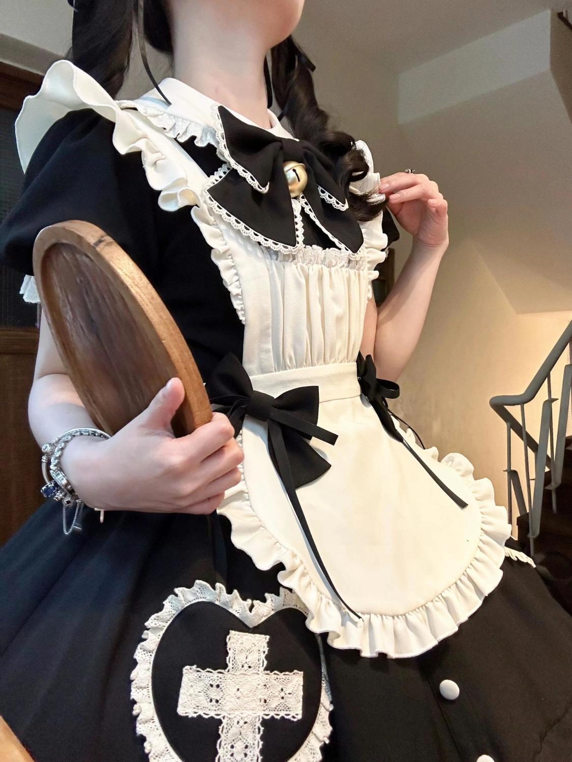 ロリータ コスプレ コントラストカラー 切り替え ワンピース 二点セット メイド服30%までに制限 6,532円