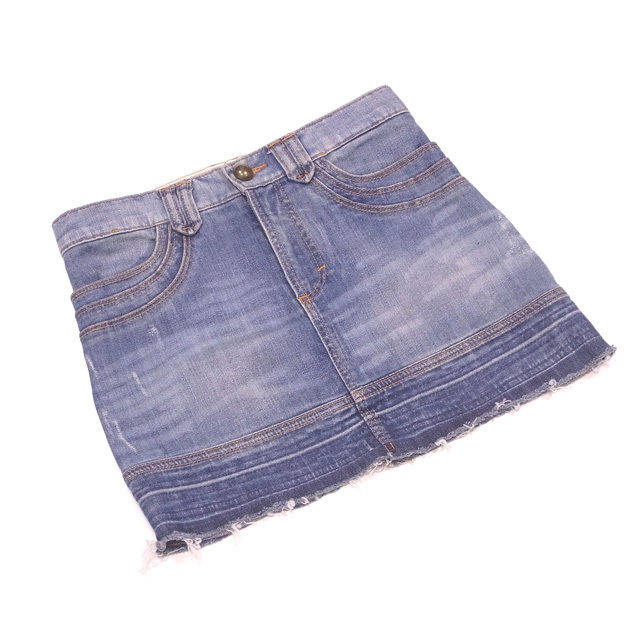 スカート ミニ ダメージデニム 24 38サイズ ウォッシュブルー系 中古