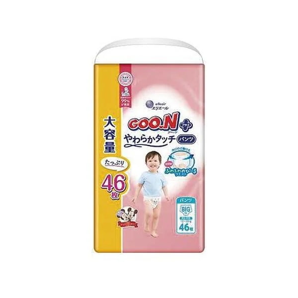 3個セット(1ケース)/グーンプラスやわらかタッチパンツ ＢＩgサイズ 46枚[大王製紙]