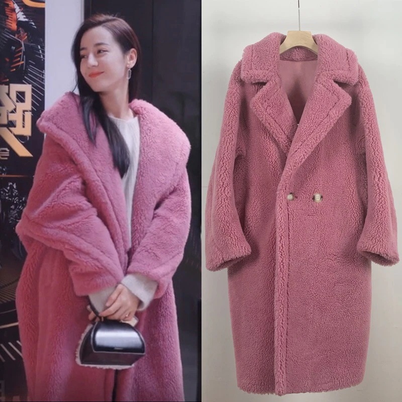 エムズリーバ 同スタイル テディ グレインシープ ムートン ラムファーコート 毛皮 冬 ミドル丈コート 女性用