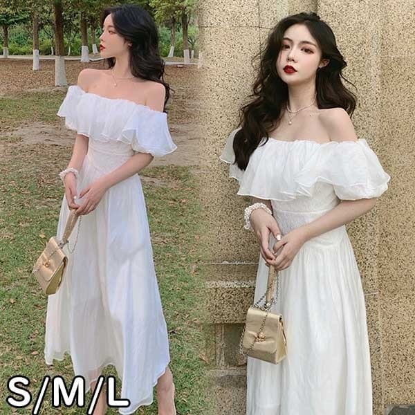 リゾートワンピース 大人可愛い かわいい 夏ワンピース リゾートワンピ オフショルダー ワンピース 白ワンピース ハワイ ハワイアン 夏 マキシワンピース 肩見せ レディース 海 ビーチ 旅行 母の日