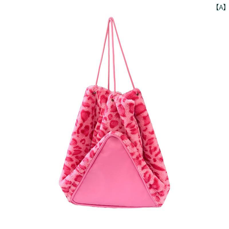 トートバッグ レディース 鞄 カジュアル おしゃれ ファー 大容量 ショルダーバッグ ヒョウ柄 ピンク