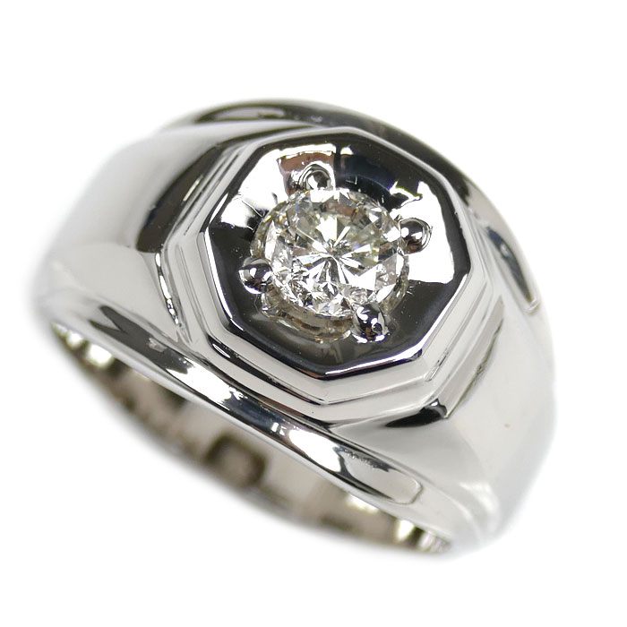 K18WG ホワイトゴールド リング・指輪 ダイヤモンド1.021ct 24号 16.9g メンズ 中古 美品
