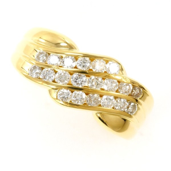 K18 18金 YG リング 指輪 12号 ダイヤ 0.68 カード鑑別書 ジュエリー 中古