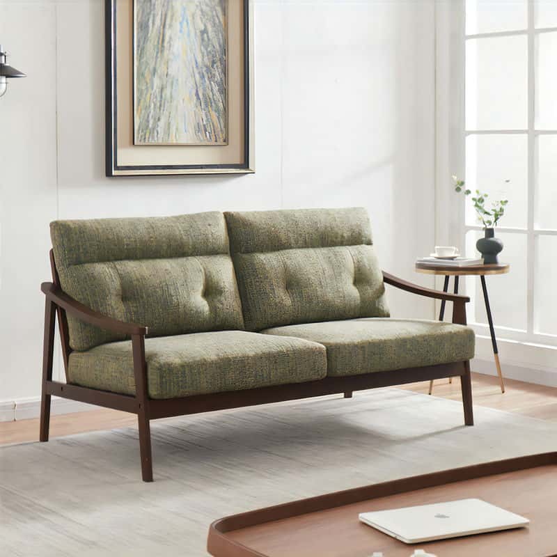 木肘ソファ 3人掛け ファブリック エレガント 肘付き おしゃれ 一人暮らし シンプル 北欧 ZF-1533 3P