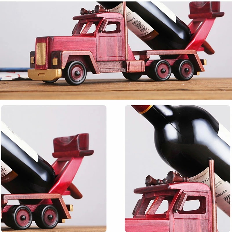 ワインボトルホルダー レトロなトラック型 車 木製 アンティーク風 おしゃれなワインスタンド ボトルスタンド オブジェ インテリア