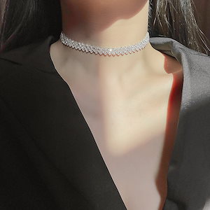 シンプルなフルダイヤモンドネックレス襟日本と韓国光豪華な個性鎖骨チェーントレンドネックレスファッションネックレス
