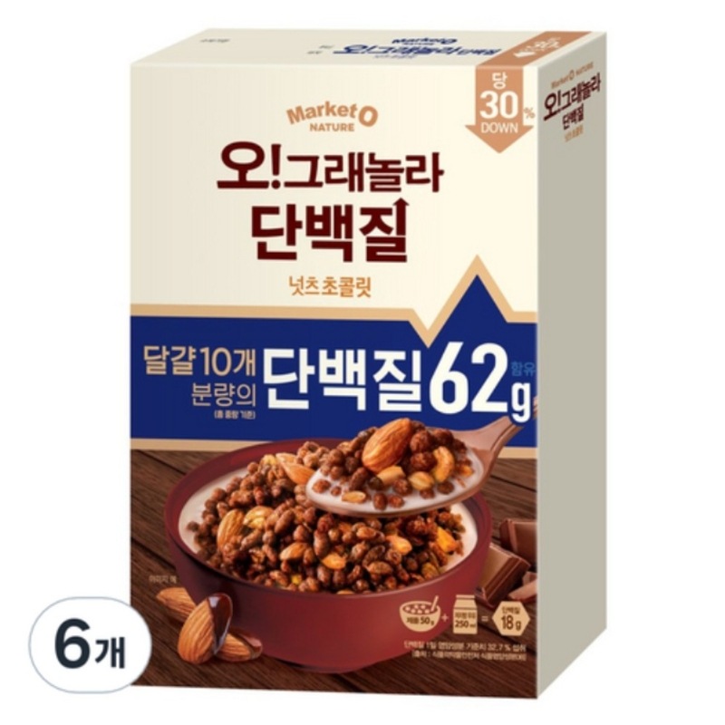 マーケットオネイチャーオーグラノーラプロテインナッツチョコレートシリアル330g6個