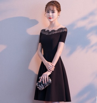 ブラック膝丈ドレス 袖あり 綿 光沢 爽やか 大人スタイル 大人可愛い きれいめ シンプル カジュアル 大人 上品 おしゃれ かっこいい レトロ アジアン 大人可愛い 大人女子 こなれ感 ラブリー