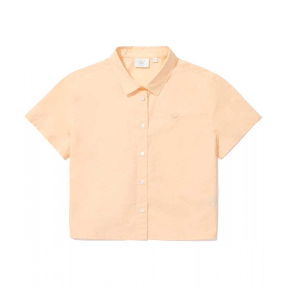 COVERNAT 女性用ポプリン半袖シャツサーモン