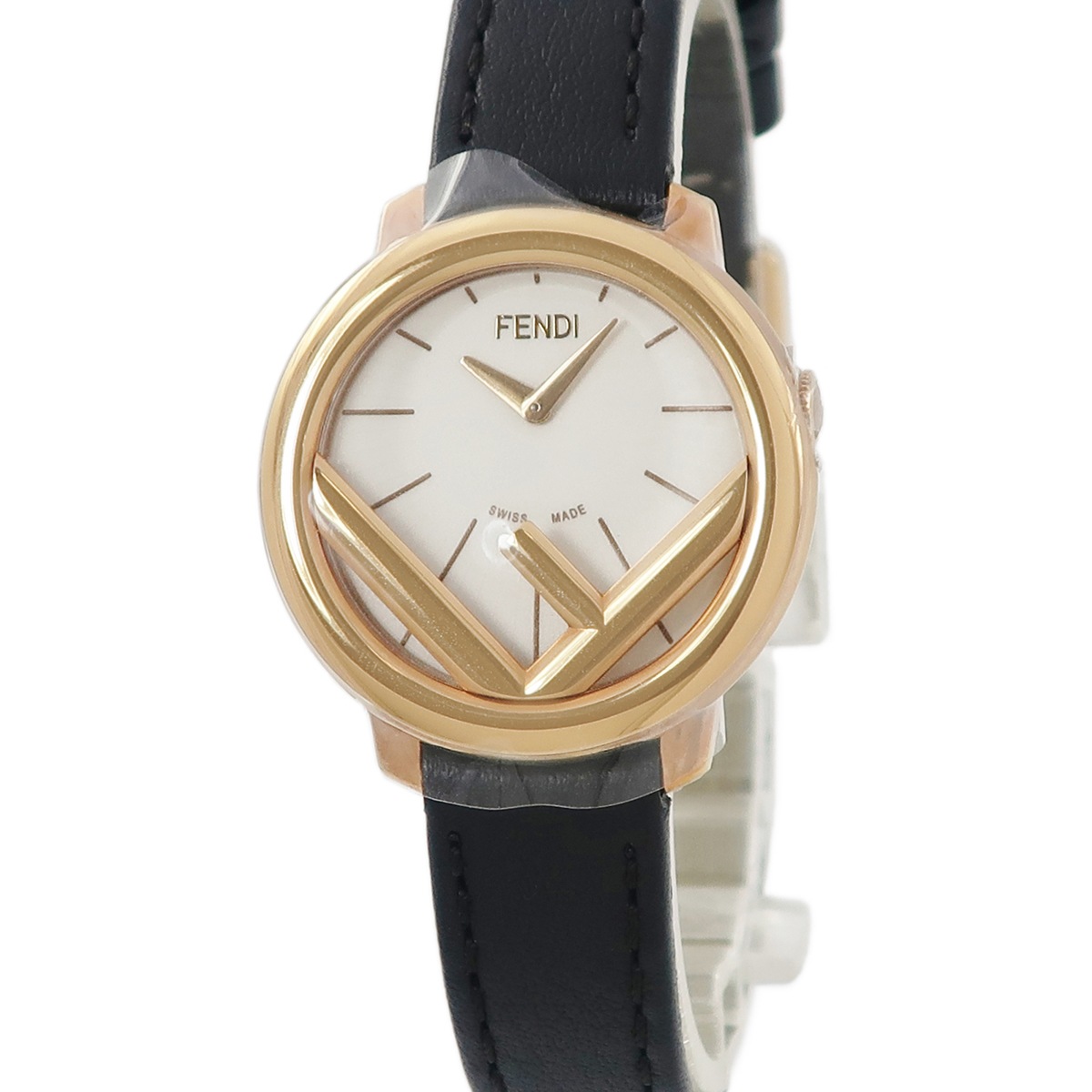 エフ イズ フェンディ ラナウェイ 28MM F710524011 クオーツ レディース 未使用 ホワイト×ゴールド 3年保証