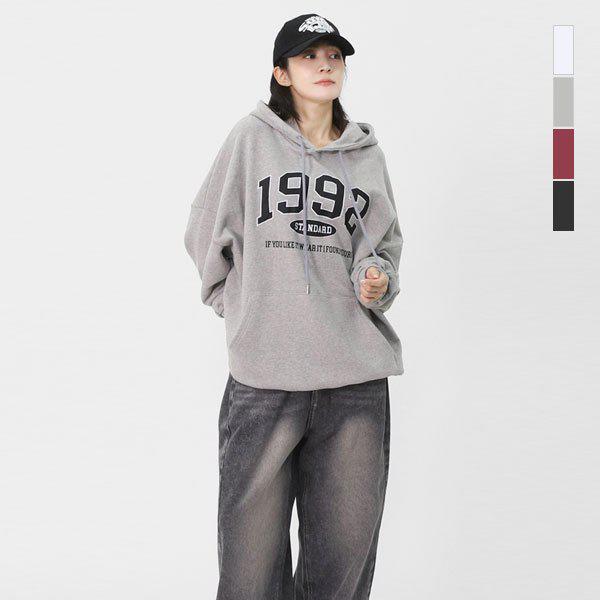 男女兼用 1992 レタリング ベーシック コットン チュリ オーバーフィット パーカー SPT120