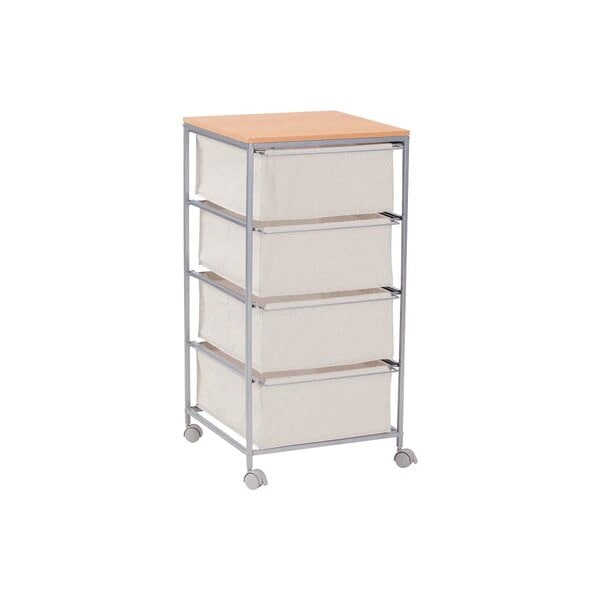 木目調天板のキャンバスチェスト 4段 キャスター付き 北欧 ナチュラル 収納家具 リビング 8,504円