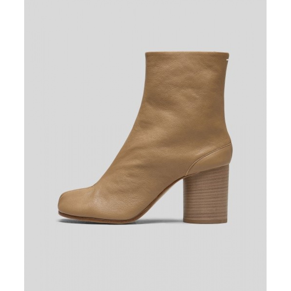 MAISON MARGIELA レディースタビビンテージレザーアンクルブーツ (8.0 cm)-ライトブラウン/S58WU0260P3753T4091