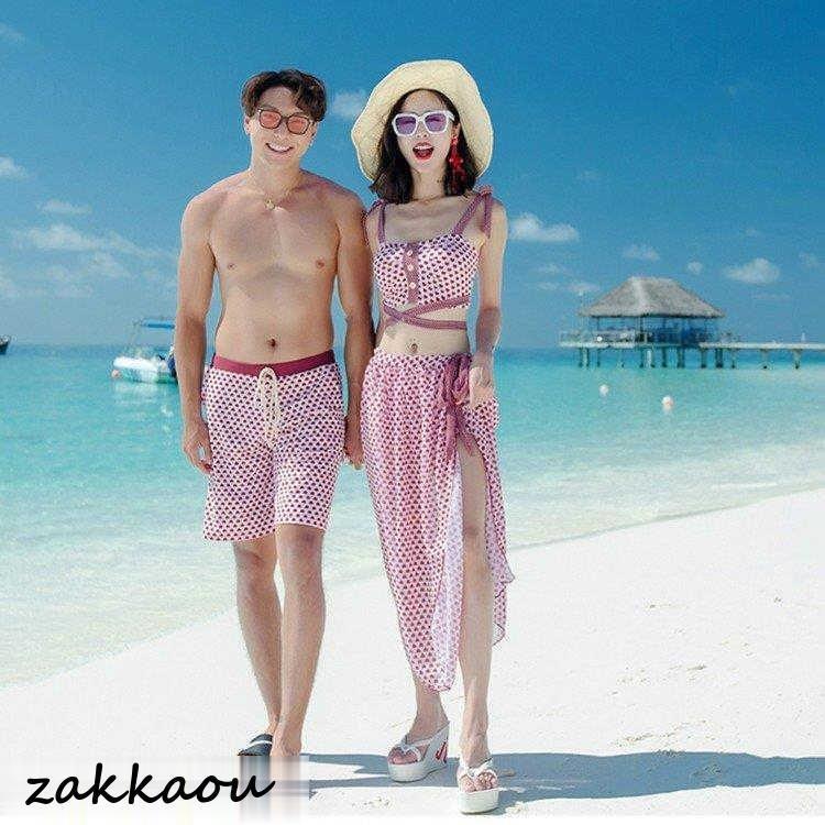 カップル 水着 ペアルック レディース ビキニ 上下セット 3点セット メンズ サーフパンツ スイムウエア ペア水着 お揃え ペアビーチ ご夫婦 ミズギ 男女単品売りは30%