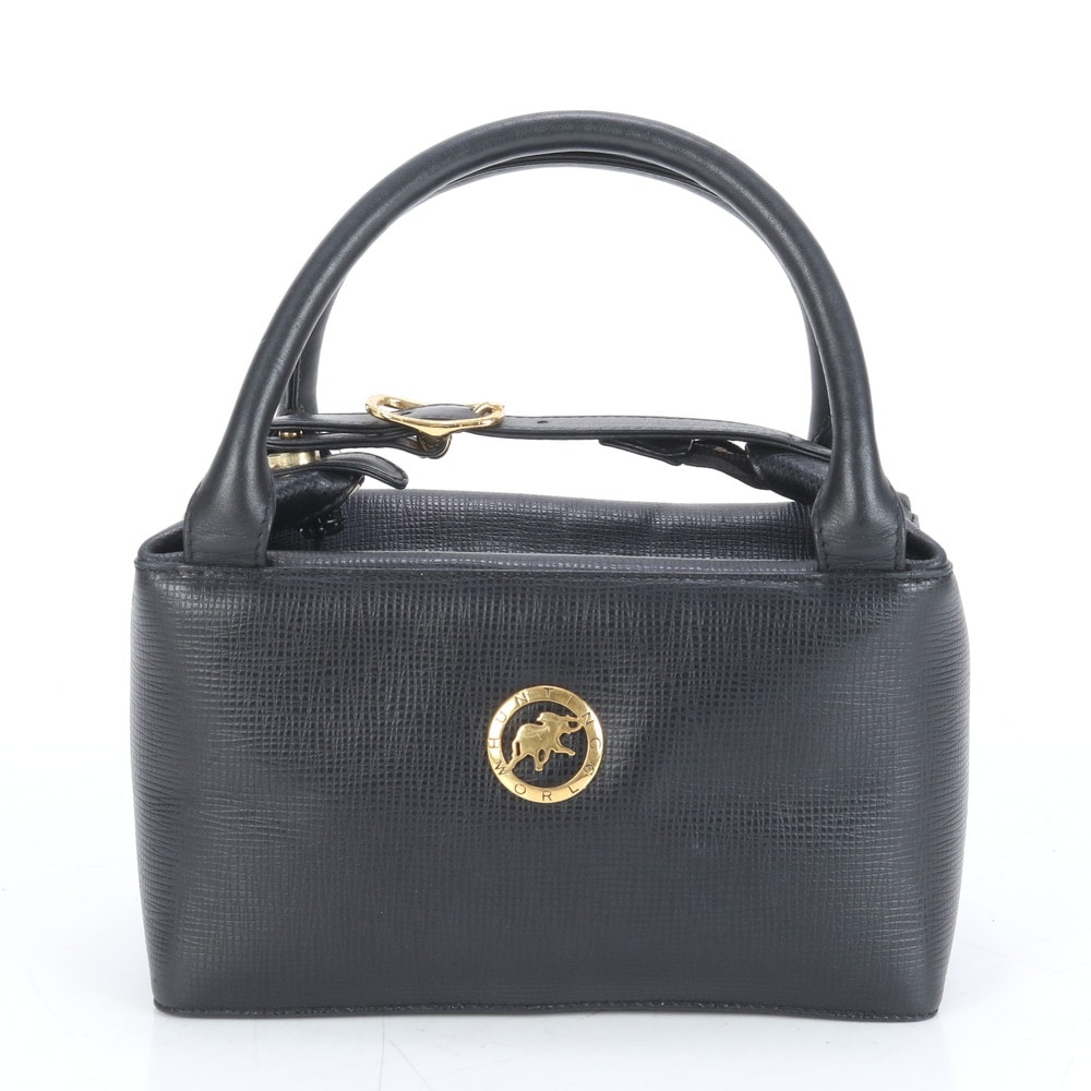 美品 ミニ ボストン ゴールド 金具 レザー ハンドバッグ トート レディース RUE CO10-5 中古