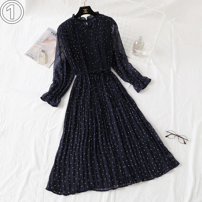 ワンピース ロングワンピース ロング ロング丈 袖あり 長袖 フリルスタンドカラー シフォン 薄手 かわいい 大人可愛い きれいめ シンプル カジュアル 大人 上品 おしゃれ お洒落 レトロ 大人女子