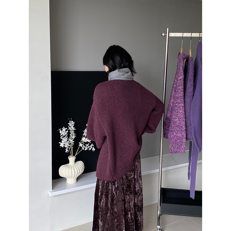 Jiangzuo ウェールズラブレター 6 色韓国怠惰なスタイルソフトワクシーカーディガンセーターレディース冬ランタンスリーブジャケット U1074