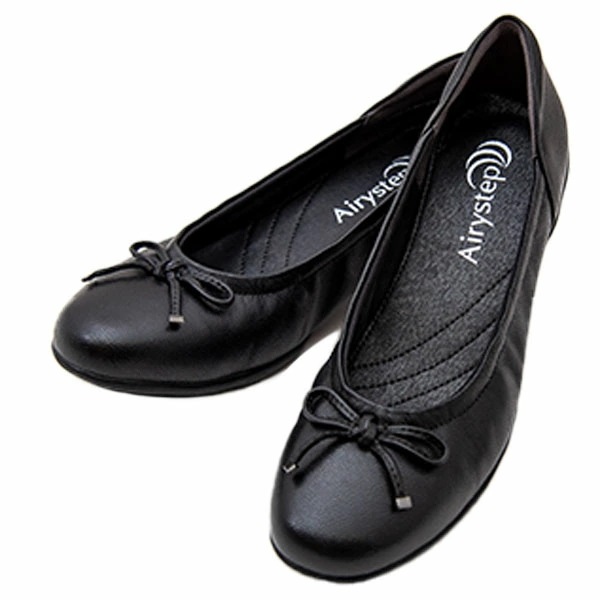 Airy Step エアリーステップ 3551 レディース パンプス 本革 リボン 3E カジュアル ヒール 履きやすい クッション良い 楽 疲れない かわいい 人気商品 ブラック /RB/MR