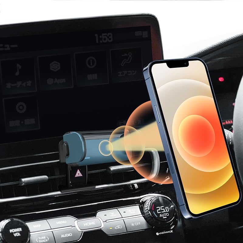 LUWU 新型アクア mxpk 専用 スマホホルダー カーマウント 車載ホルダー 携帯電話マウント スマホスタンド 電動型 PC材質 アクア 専用 アクセサリー 安定 360度回転 片手操作 カーパー