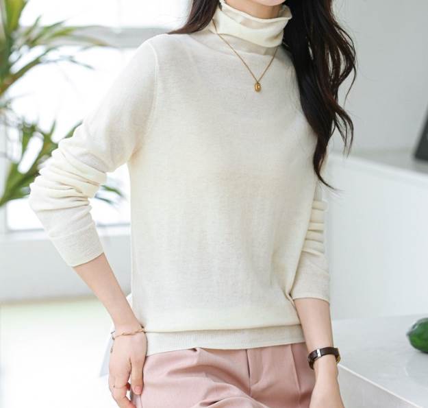 クーポン有トップス レディース ニット セーター 秋 ミドル丈 普通丈トップス 長袖 タートルネック ハイネック ストレート すっきり 伸縮性 カラバリあり ブラック グレー ホワイト ベージュ アプ