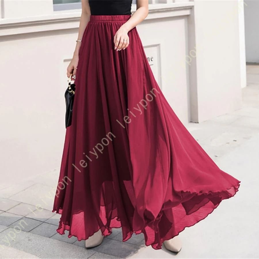 プリーツスカート ロング フレアスカート レディース 大きいサイズ 無地 Aライン 着痩せ フレア 体型カバー ウェスト ゆったり ボトムス お出かけ