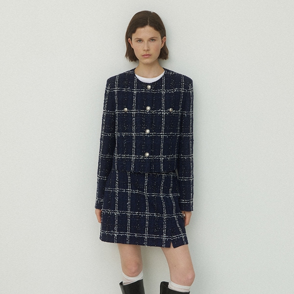 (JK-2977)NAUV CHECK SET-UP TWEED JACKET 20,925円