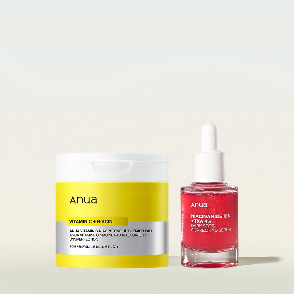 アヌアビタミン C ナイアシントーンアップブレミッシュパッド 60 シート+TXA 4 ダークスポットコレクティングセラム 30ml 2 個セット
