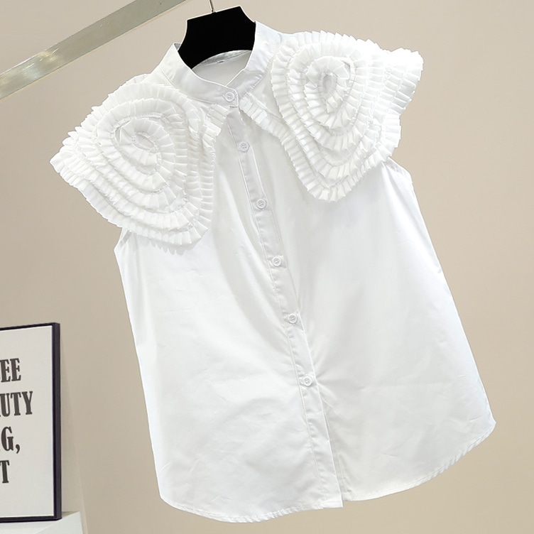 トップス ブラウス ノースリーブ 襟付き ストレート 前開き 大人可愛い きれいめ 大人 上品 おしゃれ お洒落 大人女子 こなれ感 ラブリー キュート ガーリー 個性的 エレガント 主役級