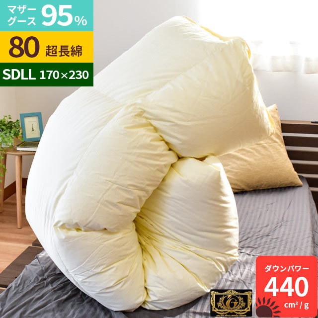 羽毛布団 セミダブル超ロング 170X230cm ポーランド産 マザーグース95% プレミアムゴールドラベル ダウンパワー440dp以上 Albaアルバ 3SDA-41404IV こだわり安眠館