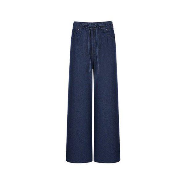 女性ジーンズ ストリング バックバンド ワイド ブルーブラック YP2D0095 B