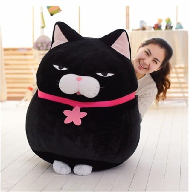 ねこまんじゅう 楽天市場】限定 復刻 猫型 クッション ぬいぐるみ 黒猫 ネコ